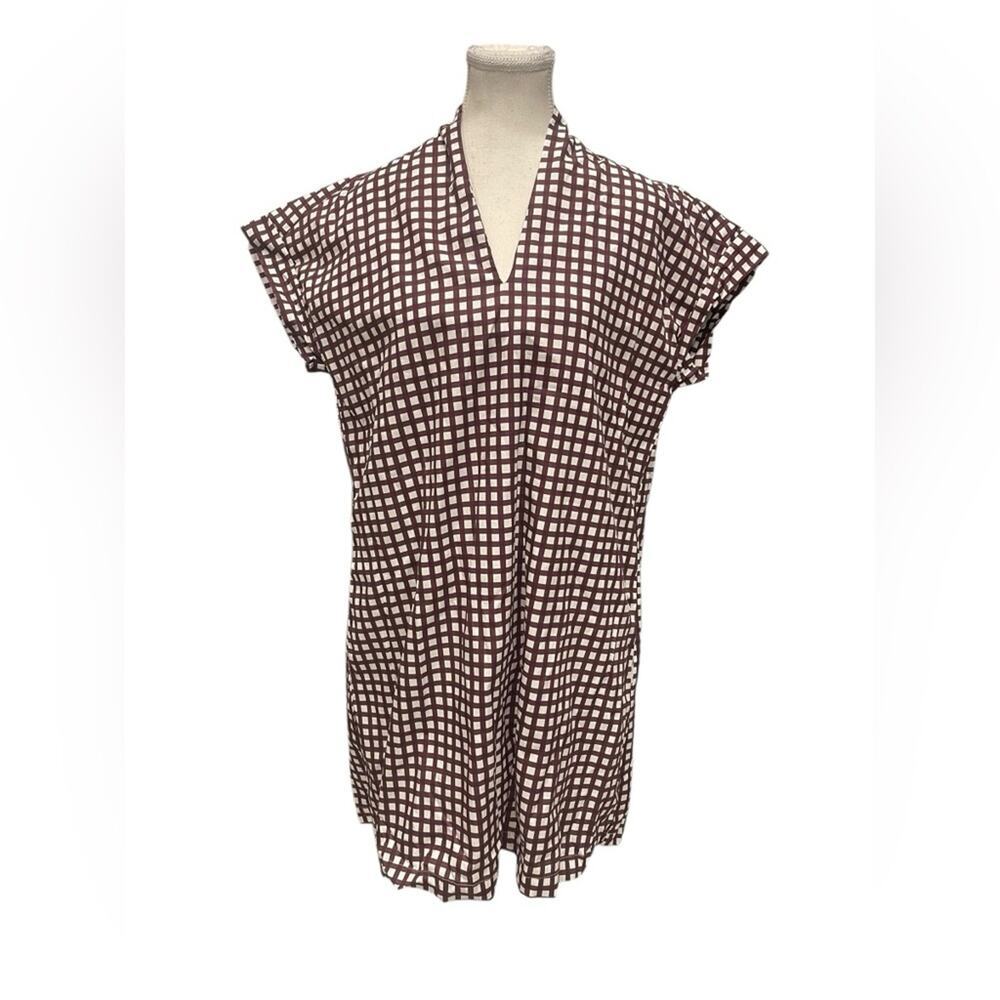 Brooke Wright Cotton Linen Nancy Dress fully lined v-neck size :M NWT